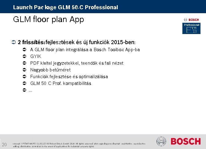 Launch Package GLM 50 C Professional GLM floor plan App 2 frissítés: fejlesztések és