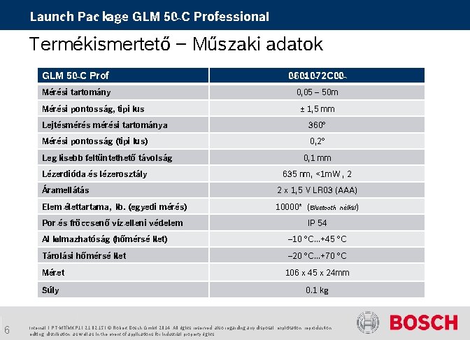 Launch Package GLM 50 C Professional Termékismertető – Műszaki adatok GLM 50 C Prof