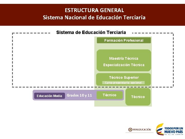 ESTRUCTURA GENERAL Sistema Nacional de Educación Terciaria Sistema de Educación Terciaria Formación Profesional Maestría