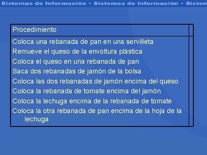 Procedimiento Coloca una rebanada de pan en una servilleta Remueve el queso de la