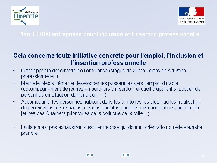 Plan 10 000 entreprises pour l’inclusion et l’insertion professionnelle Cela concerne toute initiative concrète