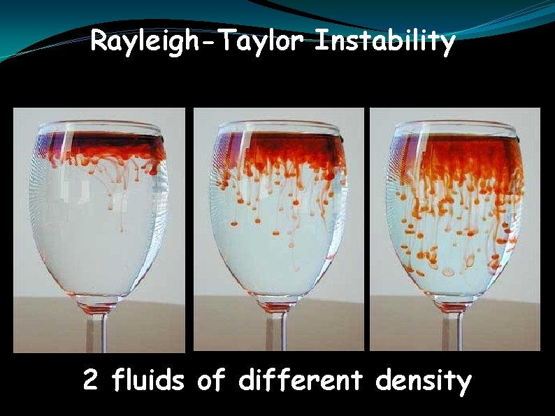 Rayleigh-Taylor Instability 2 fluids of different density 