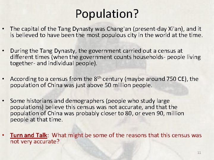 Population? • The capital of the Tang Dynasty was Chang'an (present-day Xi'an), and it Population? • The capital of the Tang Dynasty was Chang'an (present-day Xi'an), and it