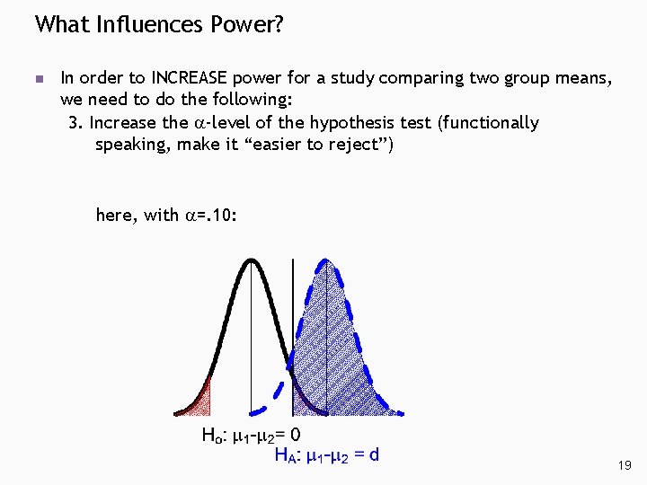 What Influences Power? n In order to INCREASE power for a study comparing two What Influences Power? n In order to INCREASE power for a study comparing two