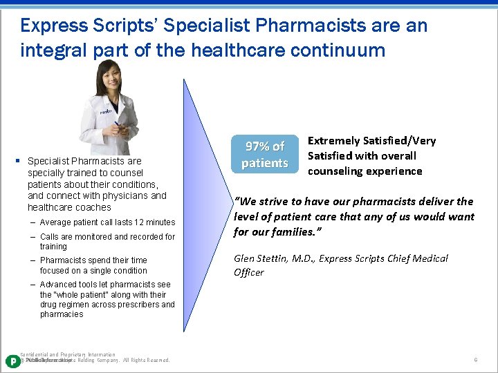 Express Scripts’ Specialist Pharmacists are an integral part of the healthcare continuum § Specialist