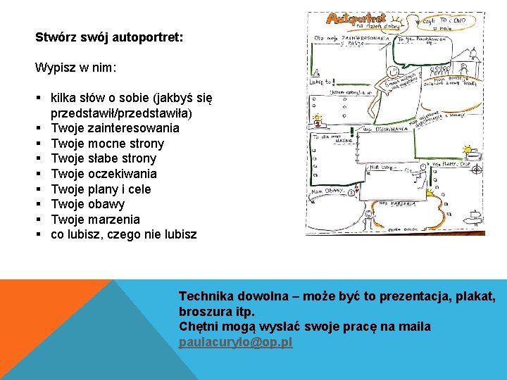 Stwórz swój autoportret: Wypisz w nim: § kilka słów o sobie (jakbyś się przedstawił/przedstawiła)