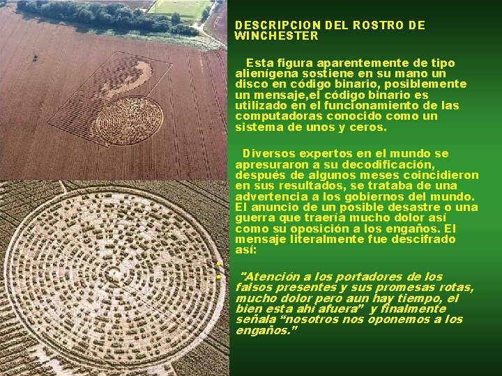 • • DESCRIPCION DEL ROSTRO DE WINCHESTER Esta figura aparentemente de tipo alienígena • • DESCRIPCION DEL ROSTRO DE WINCHESTER Esta figura aparentemente de tipo alienígena