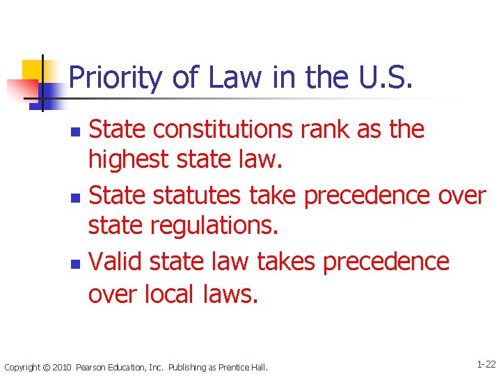 Priority of Law in the U. S. State constitutions rank as the highest state