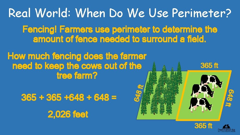 Real World: When Do We Use Perimeter? Fencing! Farmers use perimeter to determine the
