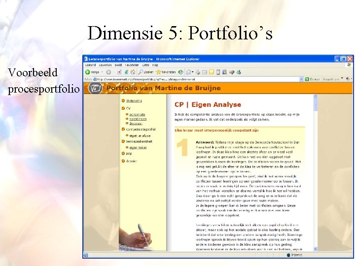 Dimensie 5: Portfolio’s Voorbeeld procesportfolio 