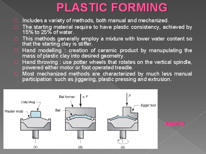 PLASTIC FORMING � � � Includes a variety of methods, both manual and mechanized.