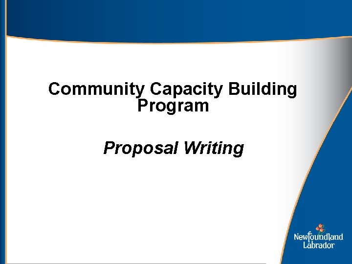 Community Capacity Building Program Proposal Writing 