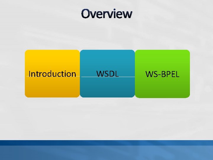 Overview Introduction WSDL WS-BPEL 