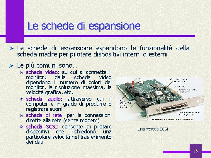 Le schede di espansione espandono le funzionalità della scheda madre per pilotare dispositivi interni