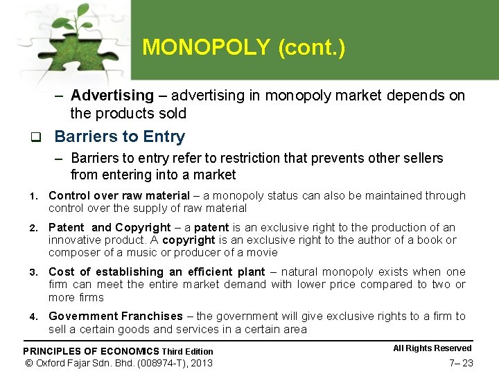 MONOPOLY (cont. ) – Advertising – advertising in monopoly market depends on the products