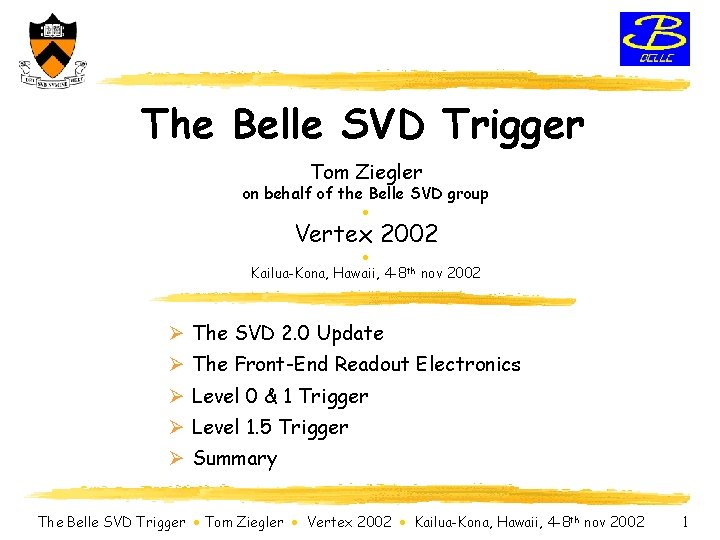 The Belle SVD Trigger Tom Ziegler on behalf of the Belle SVD group Vertex
