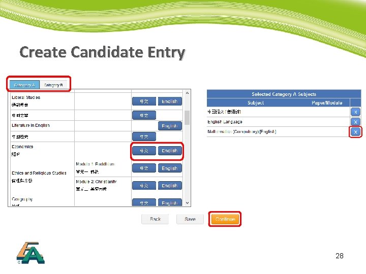 Create Candidate Entry 28 