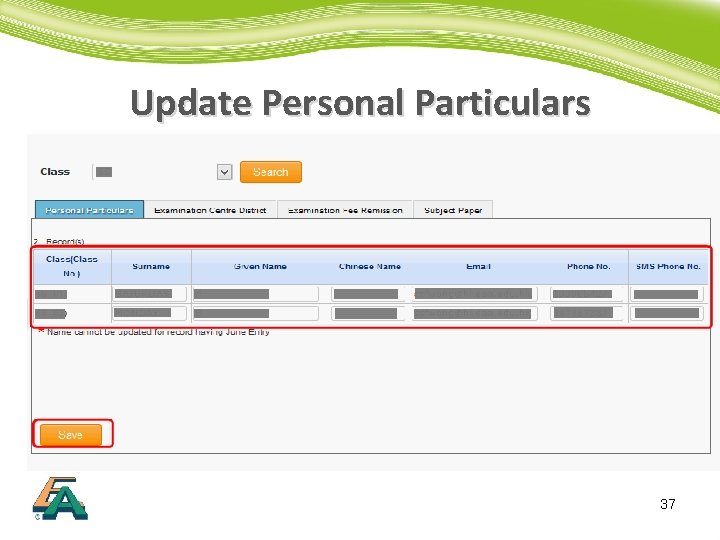 Update Personal Particulars 37 