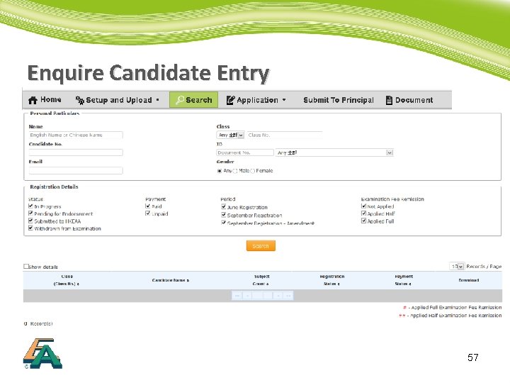 Enquire Candidate Entry 57 