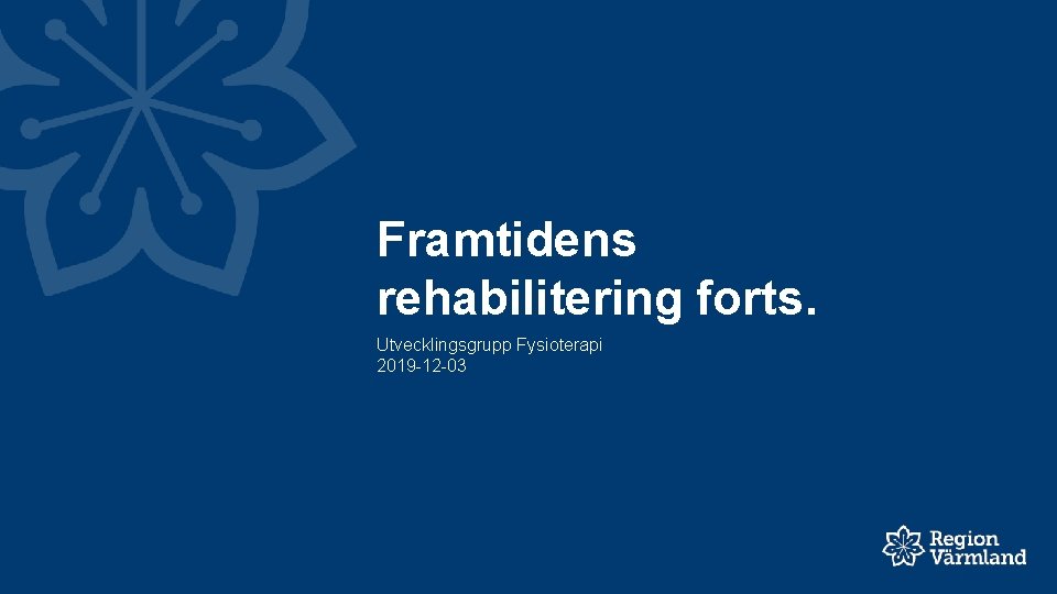 Framtidens rehabilitering forts. Utvecklingsgrupp Fysioterapi 2019 -12 -03 