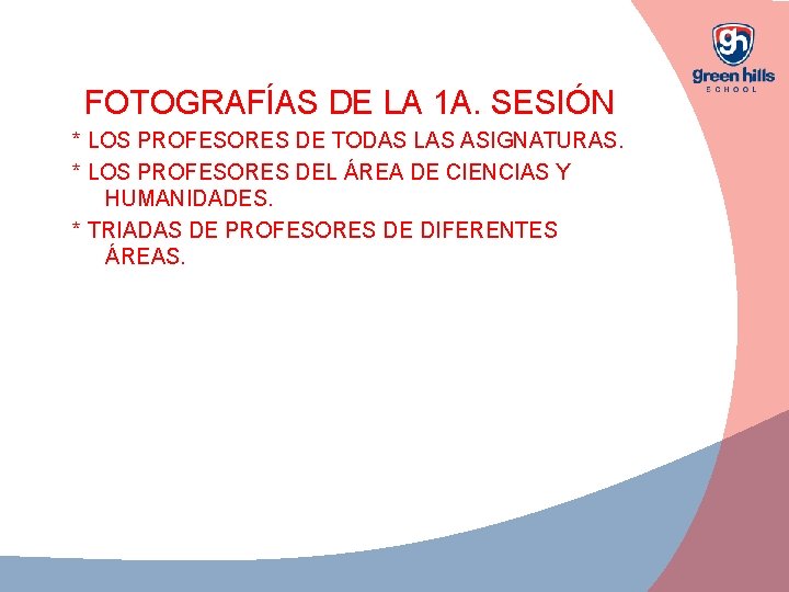 FOTOGRAFÍAS DE LA 1 A. SESIÓN * LOS PROFESORES DE TODAS LAS ASIGNATURAS. *