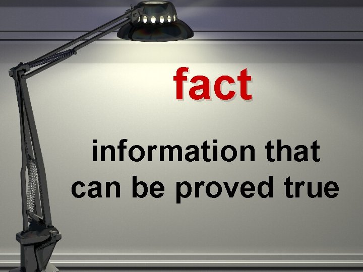 fact information that can be proved true 