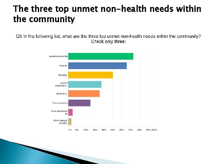 The three top unmet non-health needs within the community 