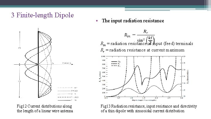 3 Finite-length Dipole • The input radiation resistance Rin = radiation resistance at input