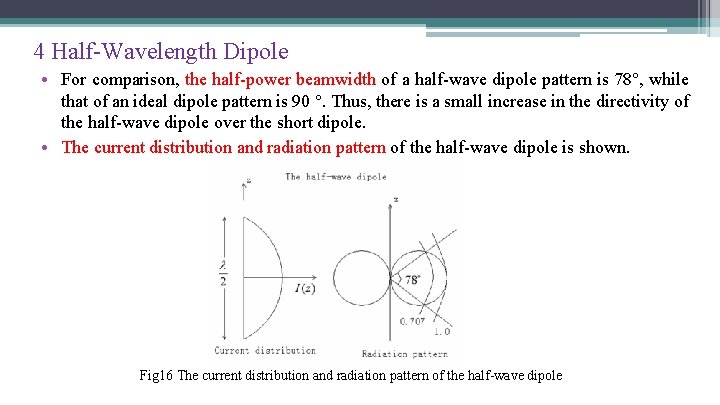 4 Half-Wavelength Dipole • For comparison, the half-power beamwidth of a half-wave dipole pattern