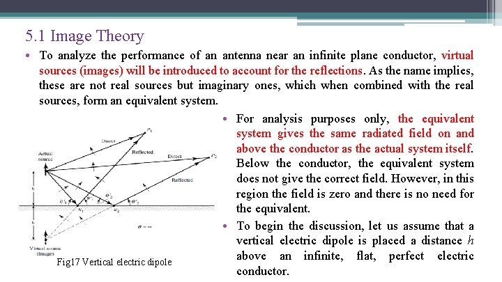 5. 1 Image Theory • To analyze the performance of an antenna near an