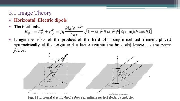 5. 1 Image Theory • Horizontal Electric dipole • The total field • It