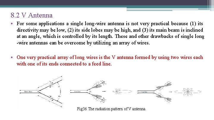 8. 2 V Antenna • For some applications a single long-wire antenna is not