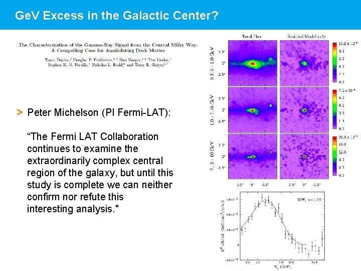 Ge. V Excess in the Galactic Center? > Peter Michelson (PI Fermi-LAT): “The Fermi