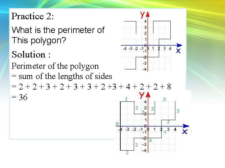 Practice 2: What is the perimeter of This polygon? Solution : Perimeter of the