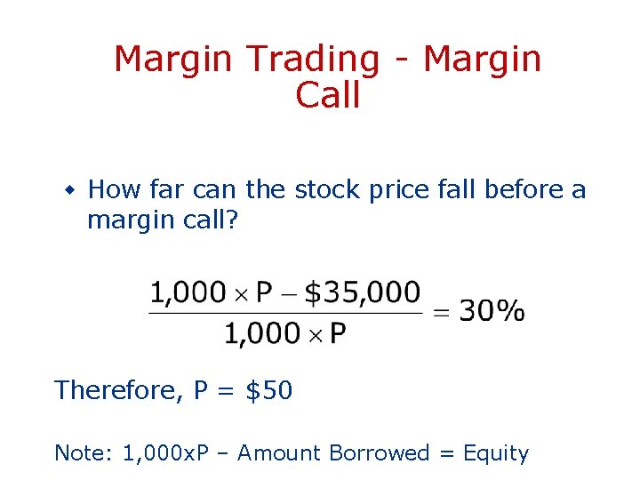 Margin Trading - Margin Call w How far can the stock price fall before