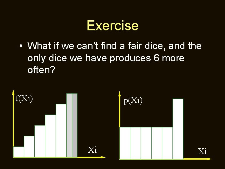 Exercise • What if we can’t find a fair dice, and the only dice