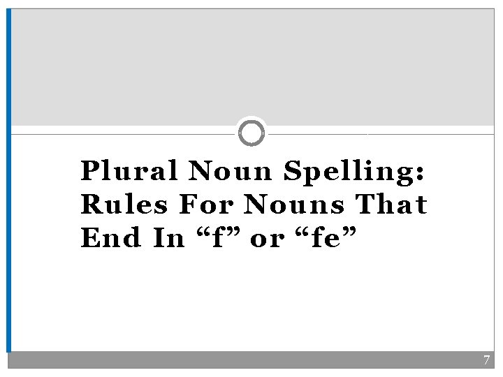 Plural Noun Spelling: Rules For Nouns That End In “f” or “fe” 7 