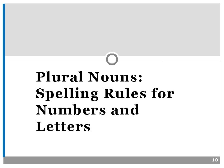 Plural Nouns: Spelling Rules for Numbers and Letters 10 