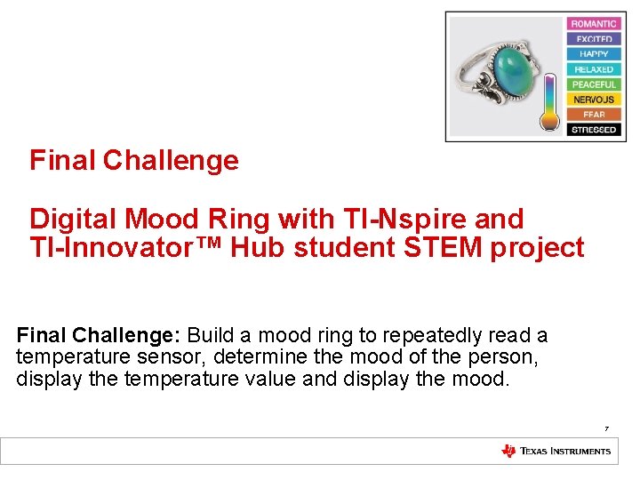 Final Challenge Digital Mood Ring with TI-Nspire and TI-Innovator™ Hub student STEM project Final