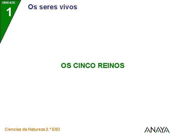 UNIDADE 1 Os seres vivos OS CINCO REINOS Ciencias da Natureza 2. º ESO