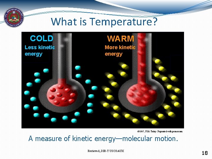 What is Temperature? COLD Less kinetic energy Molecules move slower In cold air Mercury