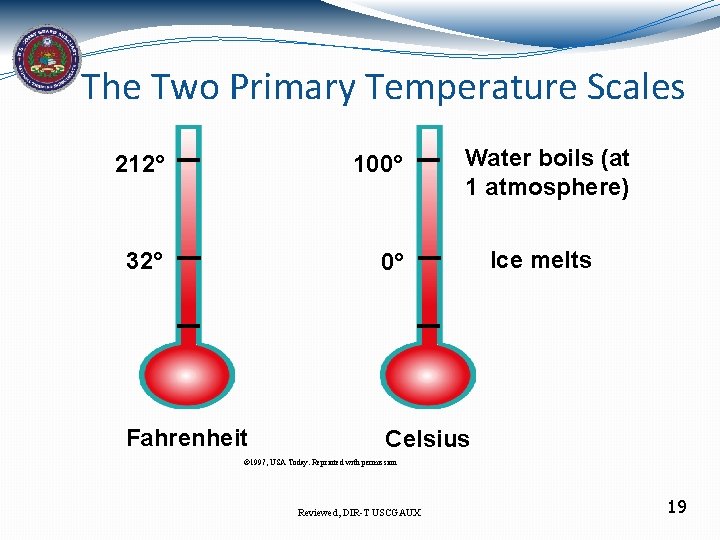 The Two Primary Temperature Scales Water boils (at 1 atmosphere) 212° 100° 32° 0°