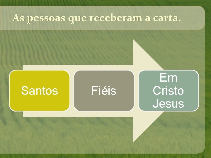 As pessoas que receberam a carta. Santos Fiéis Em Cristo Jesus As pessoas que receberam a carta. Santos Fiéis Em Cristo Jesus