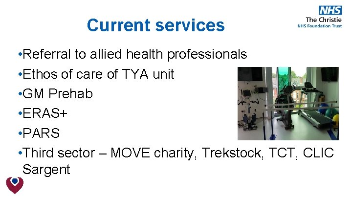 Current services • Referral to allied health professionals • Ethos of care of TYA