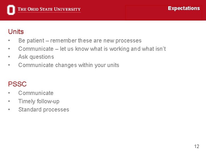 Expectations Units • • Be patient – remember these are new processes Communicate – Expectations Units • • Be patient – remember these are new processes Communicate –