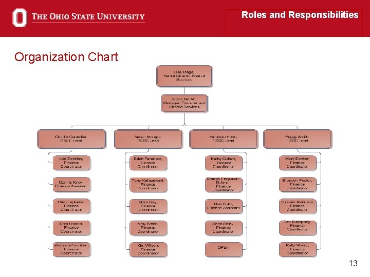 Roles and Responsibilities Organization Chart 13 