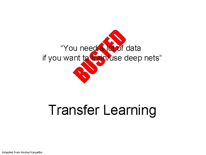 BU ST ED “You need a lot of data if you want to train/use