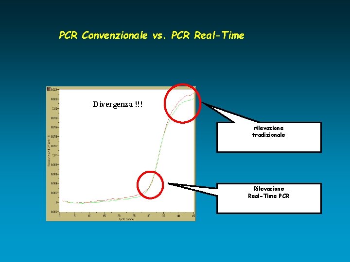 PCR Convenzionale vs. PCR Real-Time Divergenza !!! rilevazione tradizionale Rilevazione Real-Time PCR 