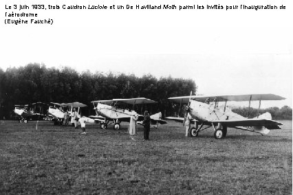 Le 3 juin 1933, trois Caudron Luciole et un De Havilland Moth parmi les