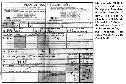 En novembre 1953, le plan de vol entre Perpignan et Barcelone du Miles Magister